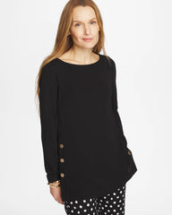 Black Matte Jersey Button Tunic