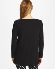 Black Matte Jersey Button Tunic