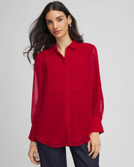 Carmine Red Pintuck Georgette Tunic