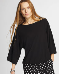 Black Matte Jersey Bubble Hem Top