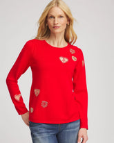 Love Letter Red V-Day Embroidered Heart Pullover