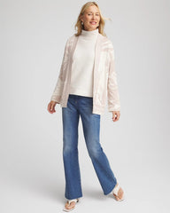 English Cream Abstract Bloom Cardigan