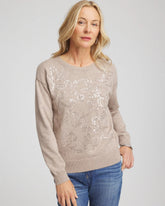 Smokey Taupe Floral Sequined Pullover