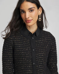 Black Shine Cropped Cardigan