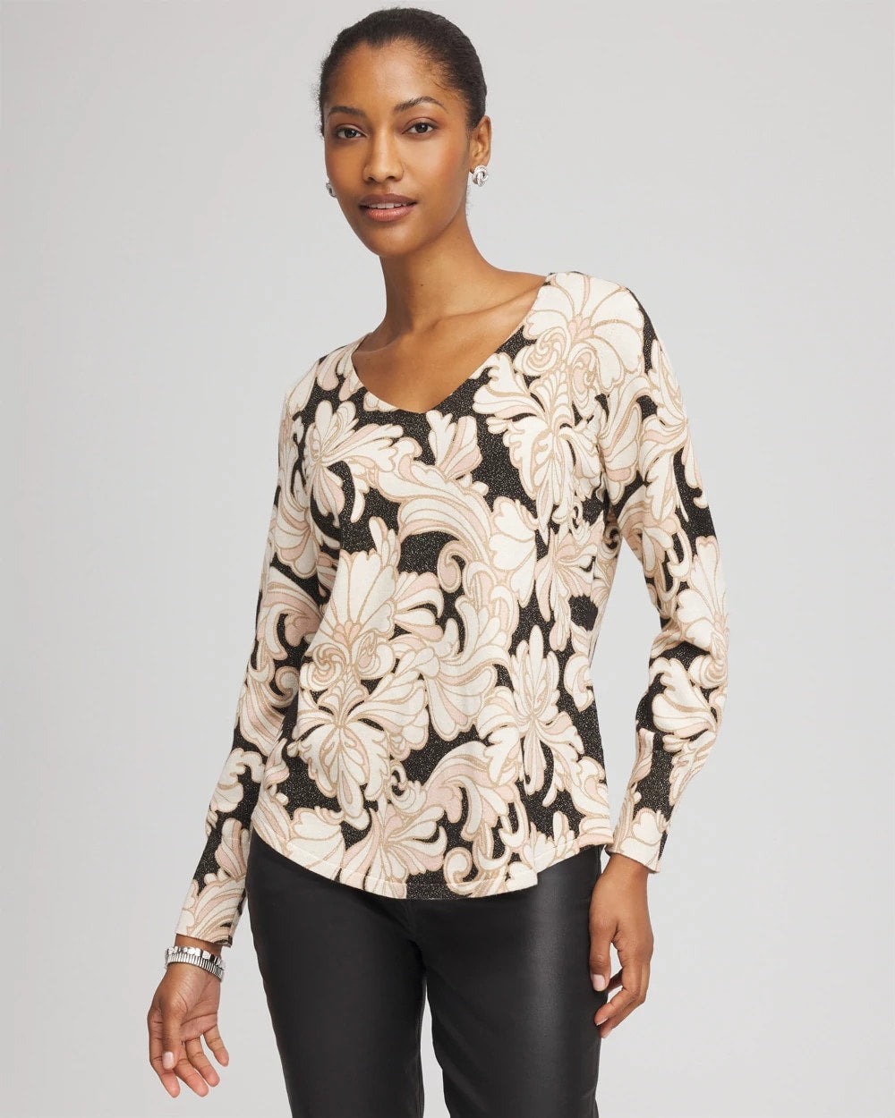 Purple Royale Ella Metallic V-Neck Sweater