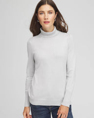 Silver Glitter Metallic Turtleneck Pullover Sweaters