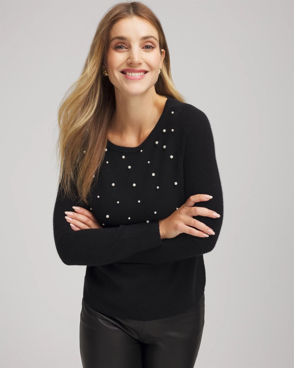 Black Embellished Cashmere Pullover Sweater