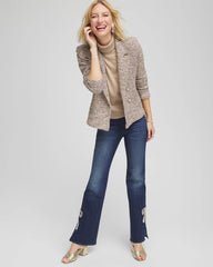 Smokey Taupe Double Breasted Tweed Blazer
