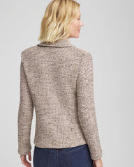 Smokey Taupe Double Breasted Tweed Blazer
