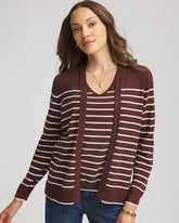 Cacao Ella Striped Long-Sleeve Cardigan