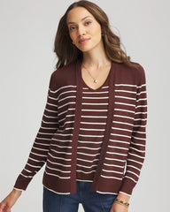 Cacao Ella Striped Long-Sleeve Cardigan