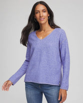 Vibrant Iris Contrast Stitch Detail Pullover