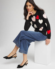 Black V-Day Multi-Heart Pullover
