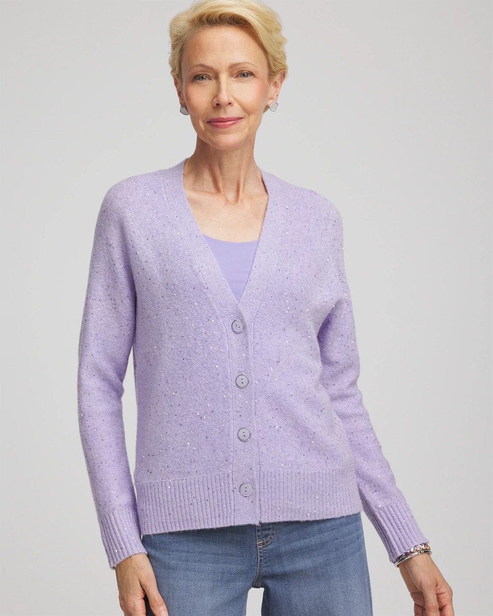 Lilac Mist Shine Boyfriend Cardigan