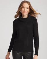 Black Ribbed Cowlneck Sweater