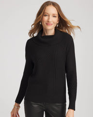 Black Ribbed Cowlneck Sweater