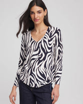 Passport Blue Ella Zebra V-Neck Pullover Sweater