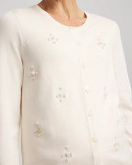 English Cream Embellished Crewneck Cardigan