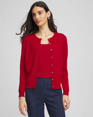 Carmine Red Crewneck Cardigan