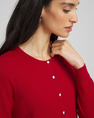 Carmine Red Crewneck Cardigan