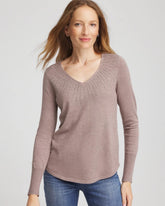 Taupe Heather Ella Embellished V-Neck Sweater