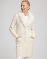 English Cream Fur Trim Cardigan