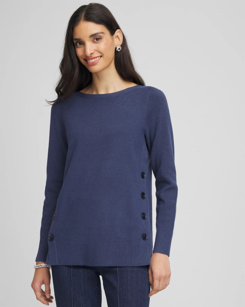 Indigo Sky Button Tunic Sweater