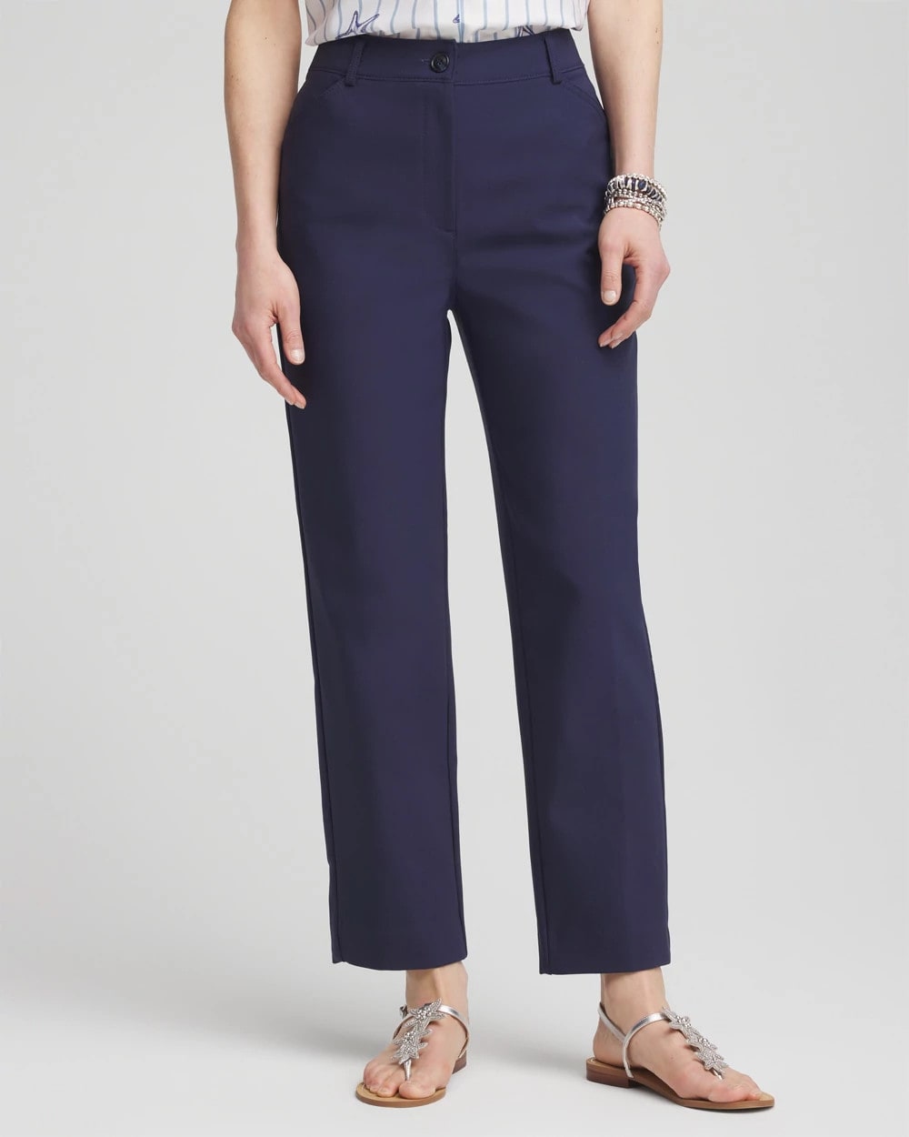 Passport Blue Fly Front Ankle Pants