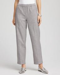 Silver Shimmer Straight Tapered Ankle Pants