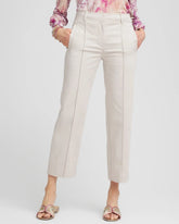 Smokey Taupe Stretch Sateen Straight Cropped Pants