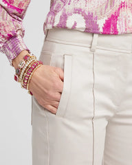 Smokey Taupe Stretch Sateen Straight Cropped Pants