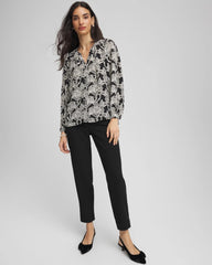Black Matelassé Slim Tapered Ankle Pants