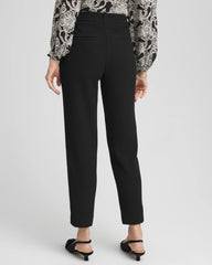 Black Matelassé Slim Tapered Ankle Pants