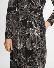 Black Printed Knit Shirtdress