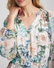 Ecru Georgette Tie-Front Maxi Dress