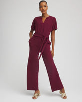 Deep Chianti Belted Dolman-Sleeve Jumpsuit