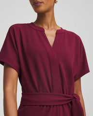 Deep Chianti Belted Dolman-Sleeve Jumpsuit