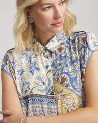 Ecru Floral Patchwork Short Shirtdress