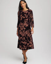 Night Bloom Burnout Velvet Midi Dress