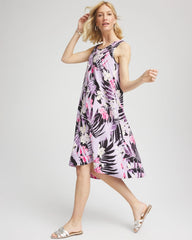 Violet Aura Zenergy® Floral Palms Lightweight Midi Dress