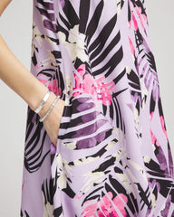 Violet Aura Zenergy® Floral Palms Lightweight Midi Dress