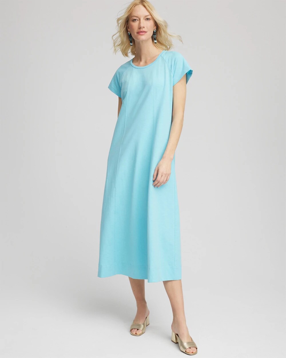 Paradiso Blue Short-Sleeved Maxi Dress