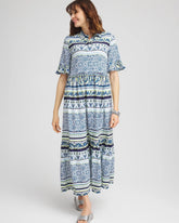 Seaport Blue Flutter-Sleeved Maxi Dress