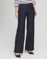 Cedar Rinse Frayed High-Rise Wide-Leg Jeans