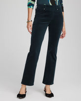 Teal Shadow Velveteen Pull-On Flared Jeans