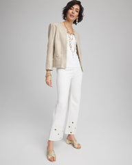 Alabaster Pull-On Embellished Straight-Leg Cropped Jeans