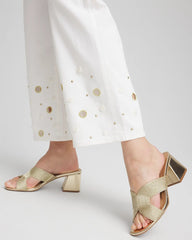 Alabaster Pull-On Embellished Straight-Leg Cropped Jeans