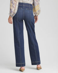 Alora Indigo Pull-On Wide-Leg Jeans