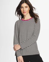 Europa Pink Zenergy® Striped Jacquard Contrast Pullover Top