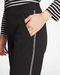Black Zenergy® UPF Lattice-Trim Ankle Pants
